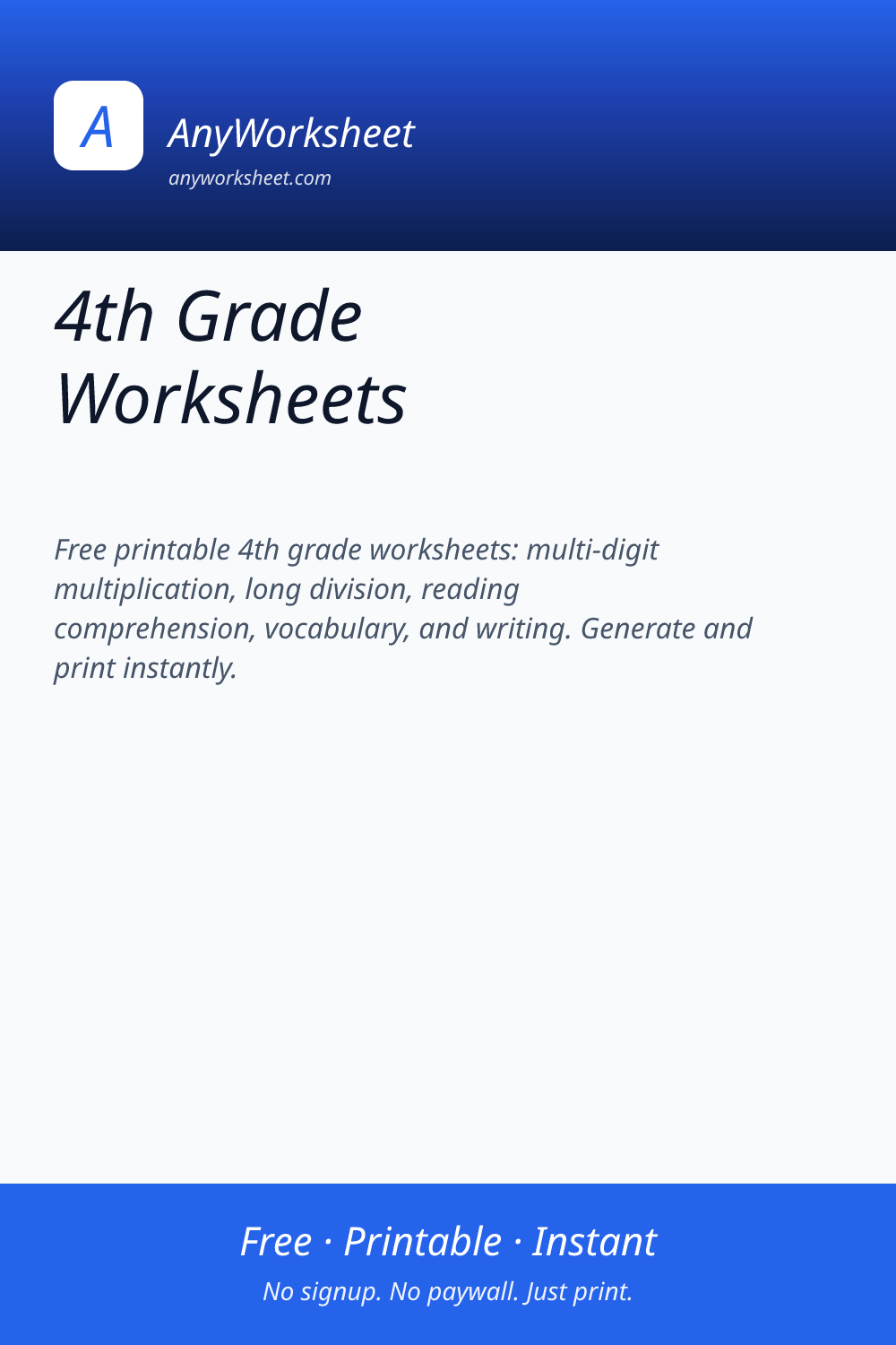 4th Grade Worksheets | Free Printable Practice for Every Subject