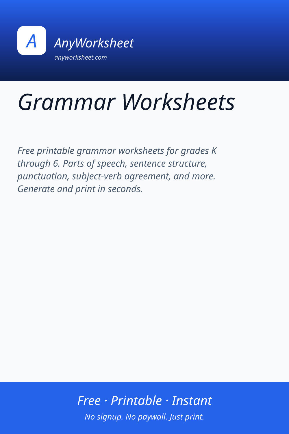 Grammar Worksheets | Free Printable Grammar Practice