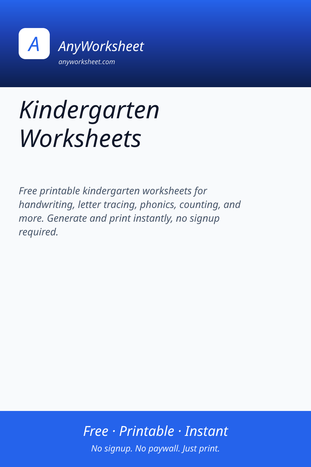 Kindergarten Worksheets | Free Printable K Worksheets for Every Subject