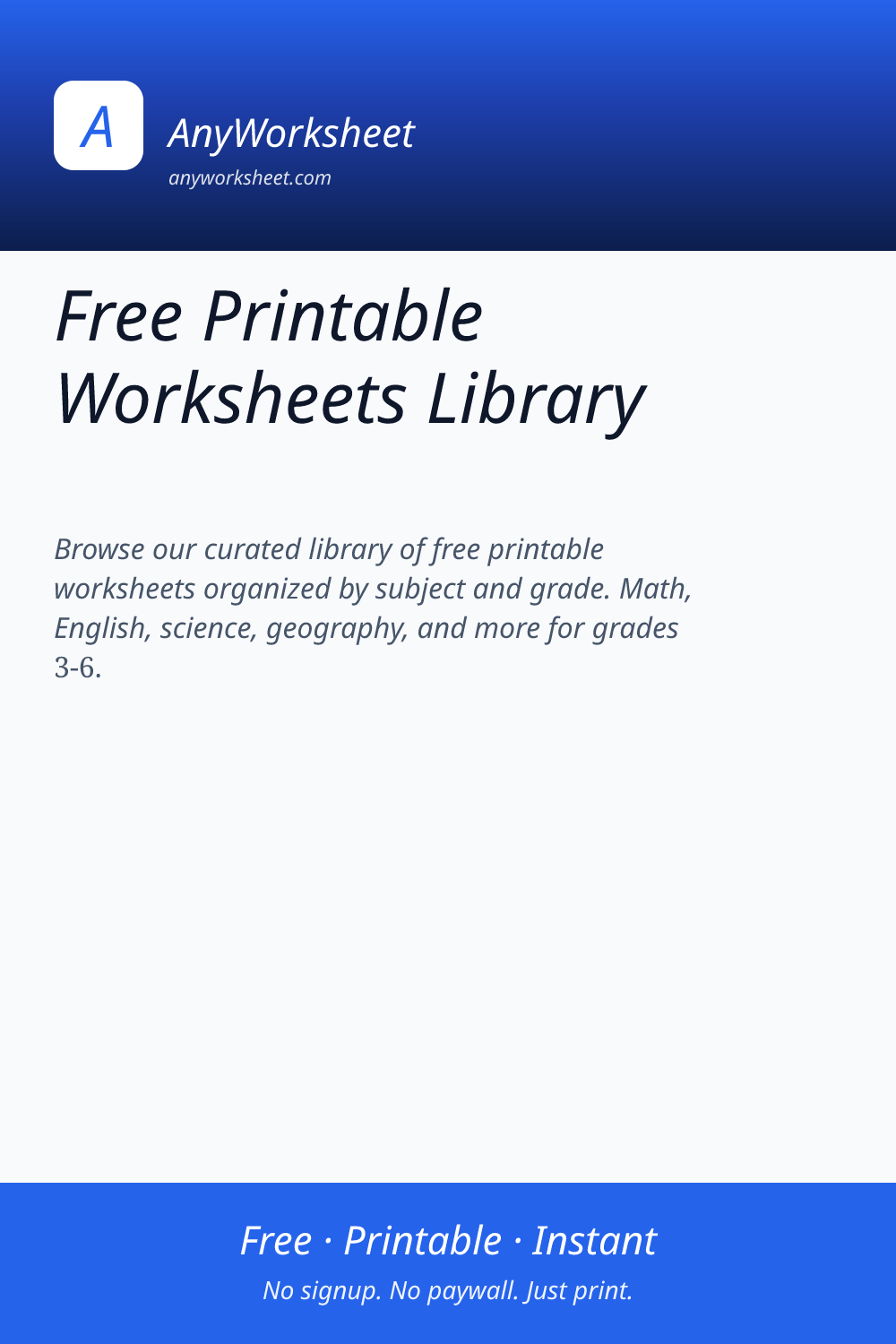 Free Printable Worksheets Library | Browse by Subject & Grade