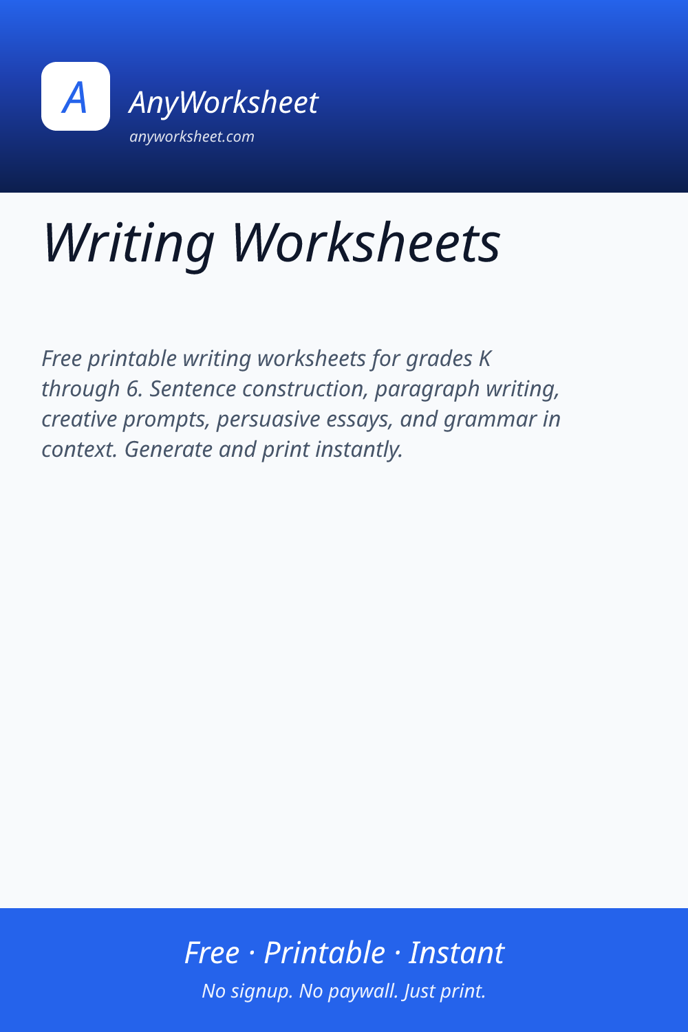 Writing Worksheets | Free Printable Writing Practice